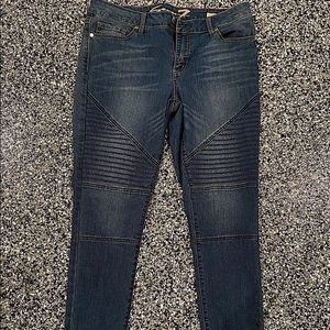 Seven moto skinny jeans.